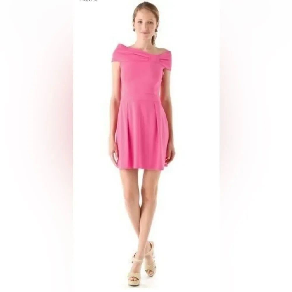 Red Valentino Off the Shoulder Bow Pink Dress Authentic Sz Medium